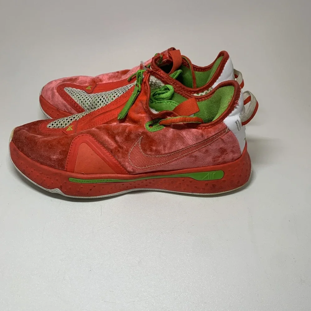 Nike PG 4 Christmas Men 8.5 Crimson/White-Green-Apple Basketball Shoe CD5079-602